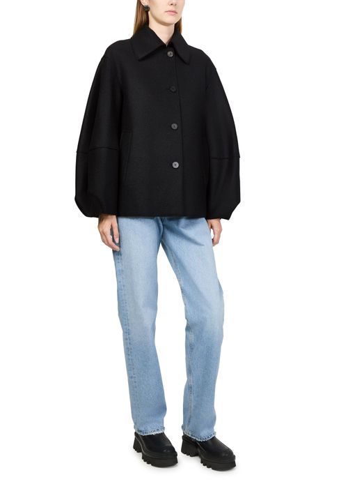 HARRIS WHARF LONDON Puff-sleeved jacket in pressed wool