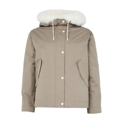 Yves Salomon Hooded Cotton Parka In Gray