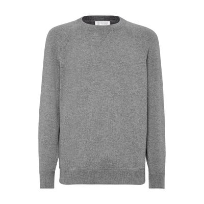 Brunello Cucinelli Cashmere Raglan-sleeve Sweater In Grey