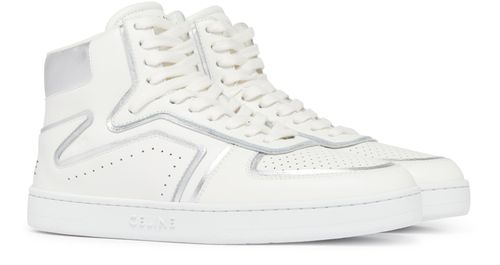 CELINE Ct-01 "z" trainer high top sneaker in metallic calfskin and calfskin