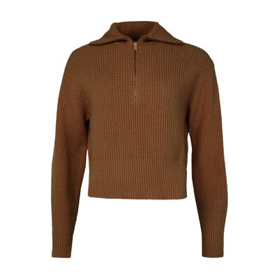 Max Mara Nadar Zip-neck Sweater In Brown