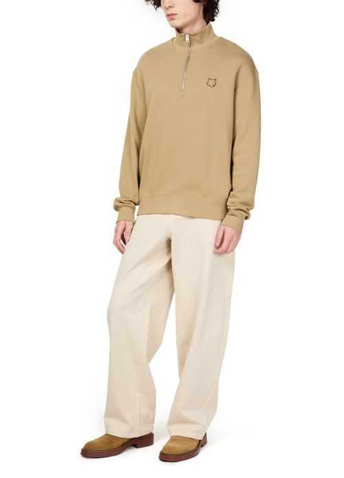 MAISON KITSUNE Komfort-Sweatshirt mit halbem Reißverschluss und Fuchskopf-Patch Bold