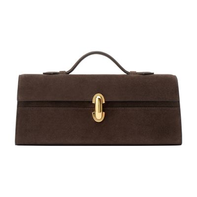 Savette Symmetry Slim Suede Clutch Bag In Brown