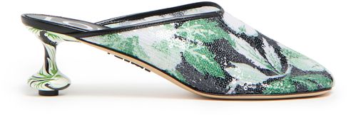 LOEWE Toy 45 glittery floral mules