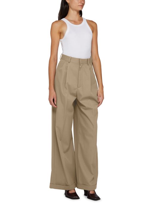 LOEWE Pleated cotton and silk pants