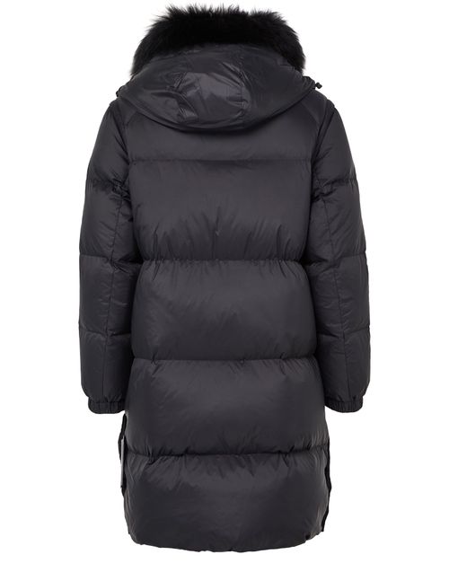 YVES SALOMON Hooded maxi puffer jacket with a lambswool collar