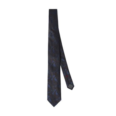 Brunello Cucinelli Silk Tie With Pattern In Blue