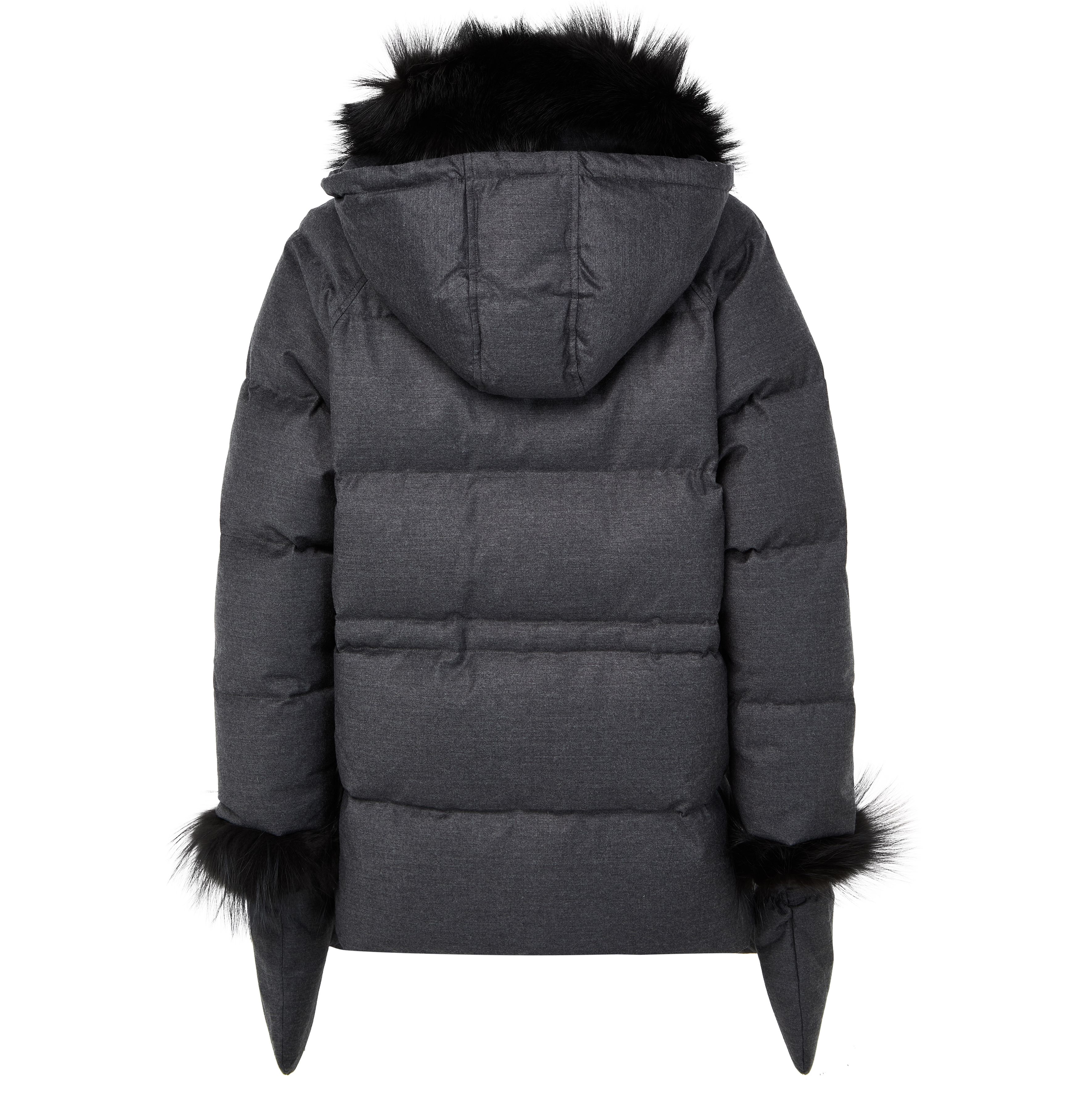 Puffer jacket with a fox fur collar thumbnail 3