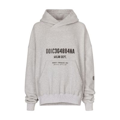 Dolce & Gabbana Logo Print Hooded Sweatshirt In Melange_grey