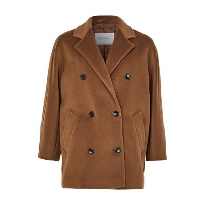 Max Mara Women Wool Double-breasted Coat In Brown