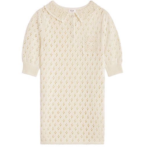 CELINE Mini dress in cotton pointelle