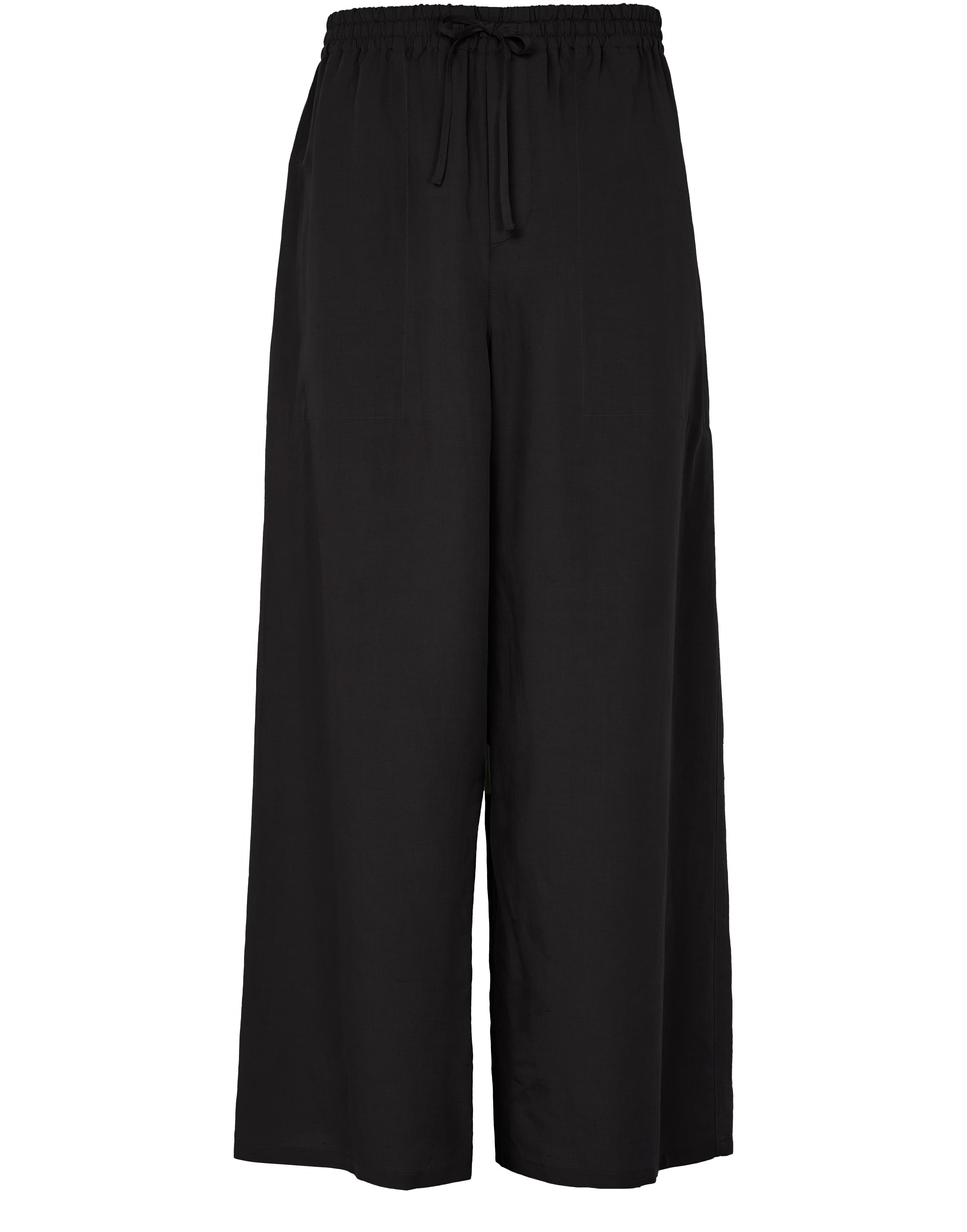 Cropped viscose and linen pants