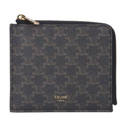 Shop CELINE Triomphe Canvas Zipped card holder in triomphe canvas