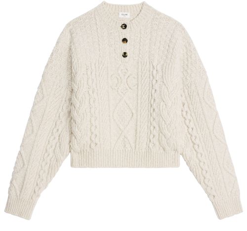 CELINE Triomphe pullover mit rundhalsausschnitt aus aran-wolle