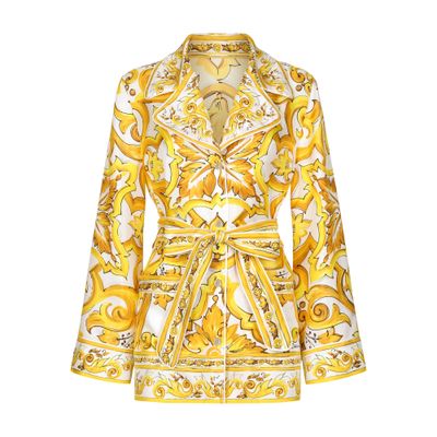 Dolce & Gabbana Silk Majolica Print Pyjama Shirt In Multicolor
