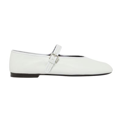 The Row Ava Square-toe Leather Mary Jane Flats In Off-white