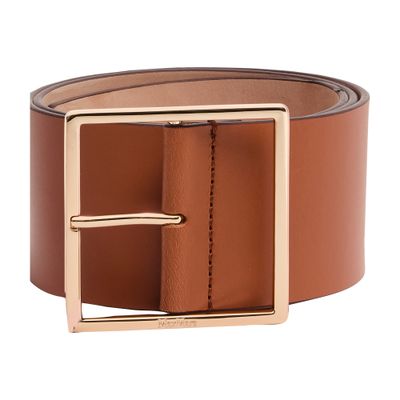 Max Mara Wide Leather Belt In Brown