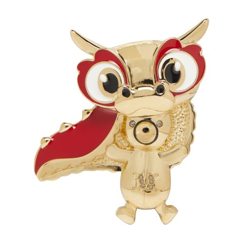 Max Mara Metal Teddy Bear Dragon Brooch In Oro2