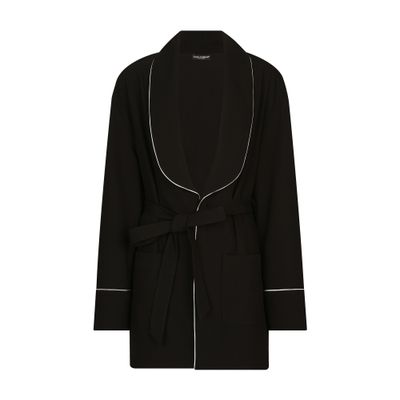Dolce & Gabbana Dolce&gabbana Kim Piped Stretch Wool Pajama Jacket In Black