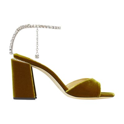 Shop Jimmy Choo Saeda 85 Sandals In Citrine_crystal