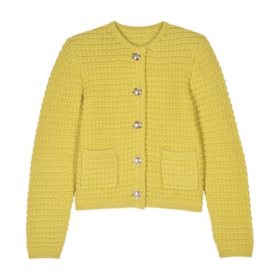 Ba&sh Gaspard Crewneck Cardigan Sweater In Curry