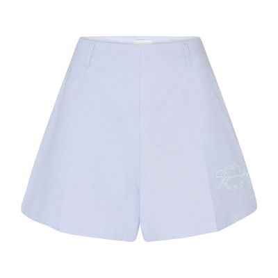 Givenchy Light Blue Embroidered Cotton Shorts In Blue