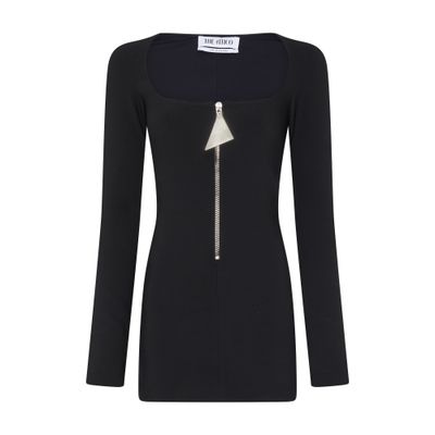 Attico Mini Dress With Deep V-neck In Black