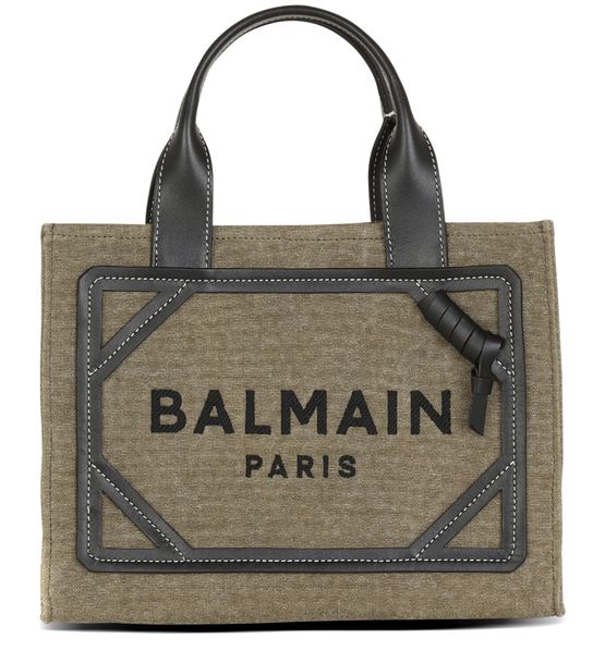 B-Army レザー製ヨーク付き キャンバス製 スモールトートバッグ  