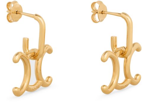 CELINE Triomphe Lock in brass earrings with gold finish