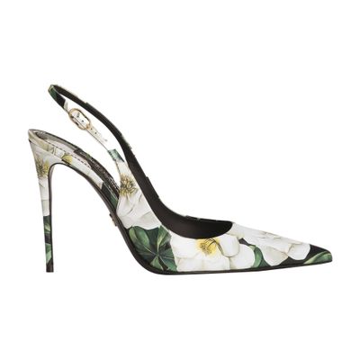 Dolce & Gabbana Printed Leather Slingback Pumps In Multicolor