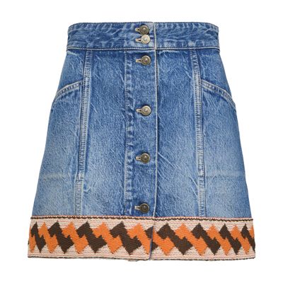 Shop Valentino Mini Denim Skirt In Blue