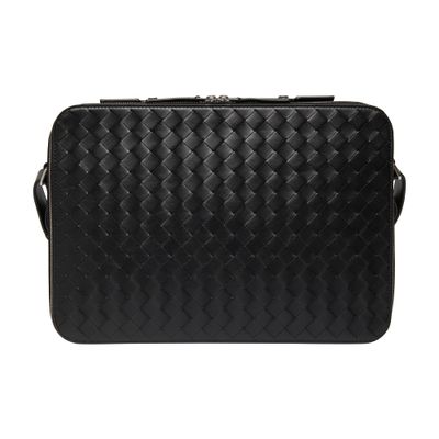Bottega Veneta Getaway Leather Briefcase In Black