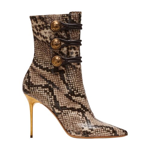 Balmain Alma Python-embossed Ankle Booties In Brown