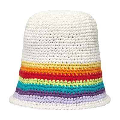 Loewe Rainbow Crochet Bucket Hat In Multicolor White