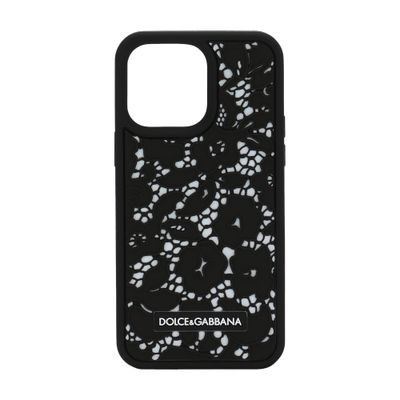 Dolce & Gabbana Lace Rubber Iphone 14 Pro Max Cover In Black_white