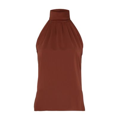 Max Mara Memore Halterneck Silk Top In Red