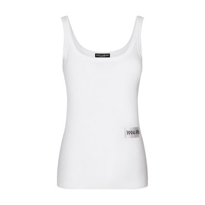 Dolce & Gabbana Kim Dolce&gabbana Cotton Tank Top In Optical_white