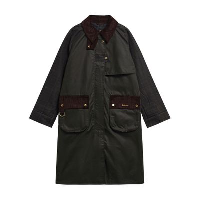 Barbour Kirklees Checked Waxed Jacket In Green