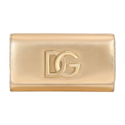Dolce & Gabbana Dg Girls Nappa Mordore Leather Chain Clutch In Gold 1
