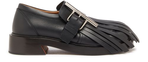 MCQUEEN Leather loafers with removable fringe