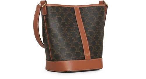 CELINE Small bucket in Triomphe canvas and calfskin