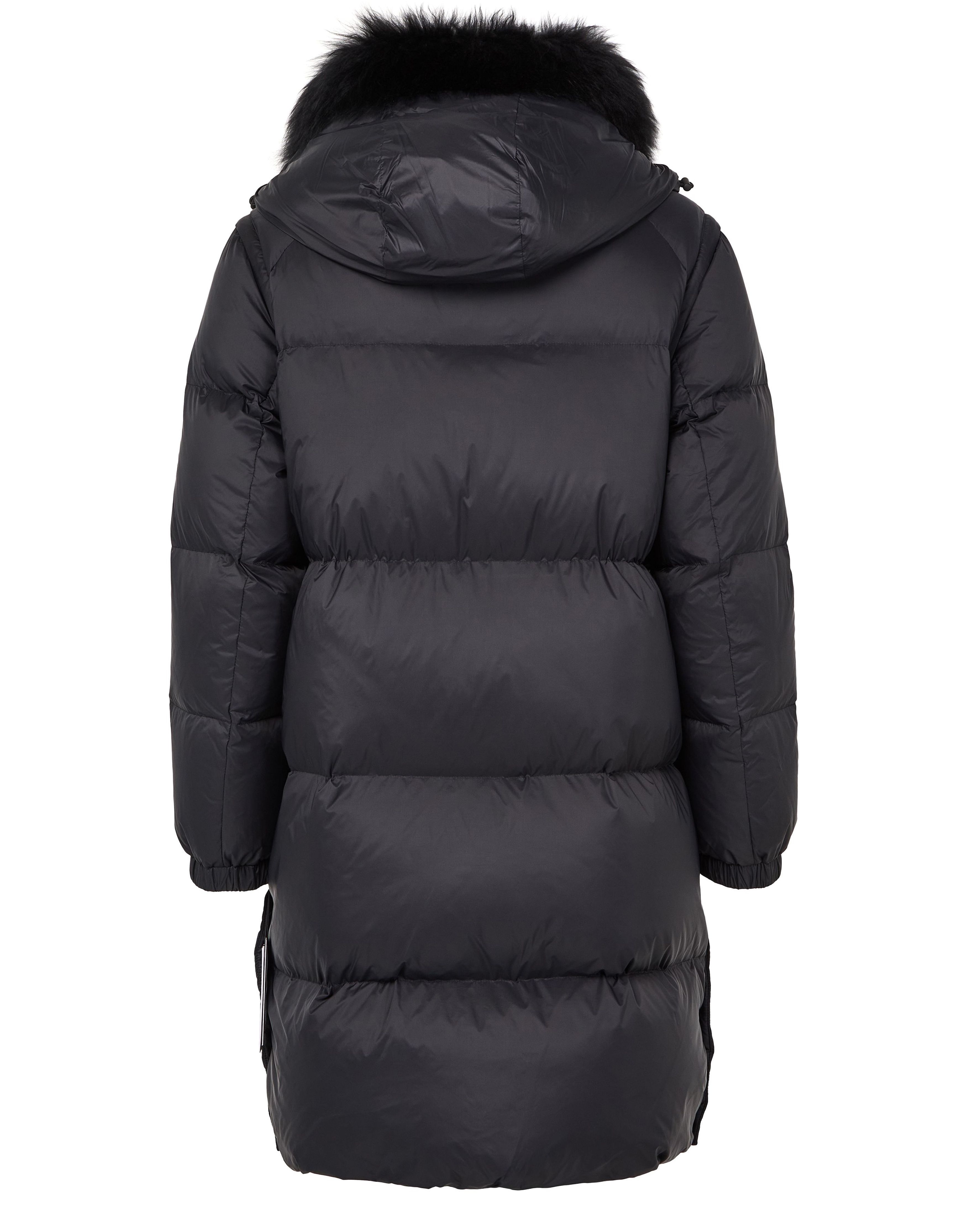 Hooded maxi puffer jacket with a lambswool collar thumbnail 3