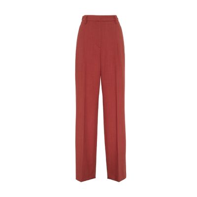 Brunello Cucinelli Virgin-wool Tailored Trousers In Red
