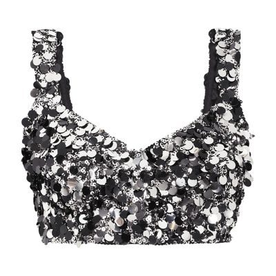 Dolce & Gabbana Sequined Bralette Top In Silver