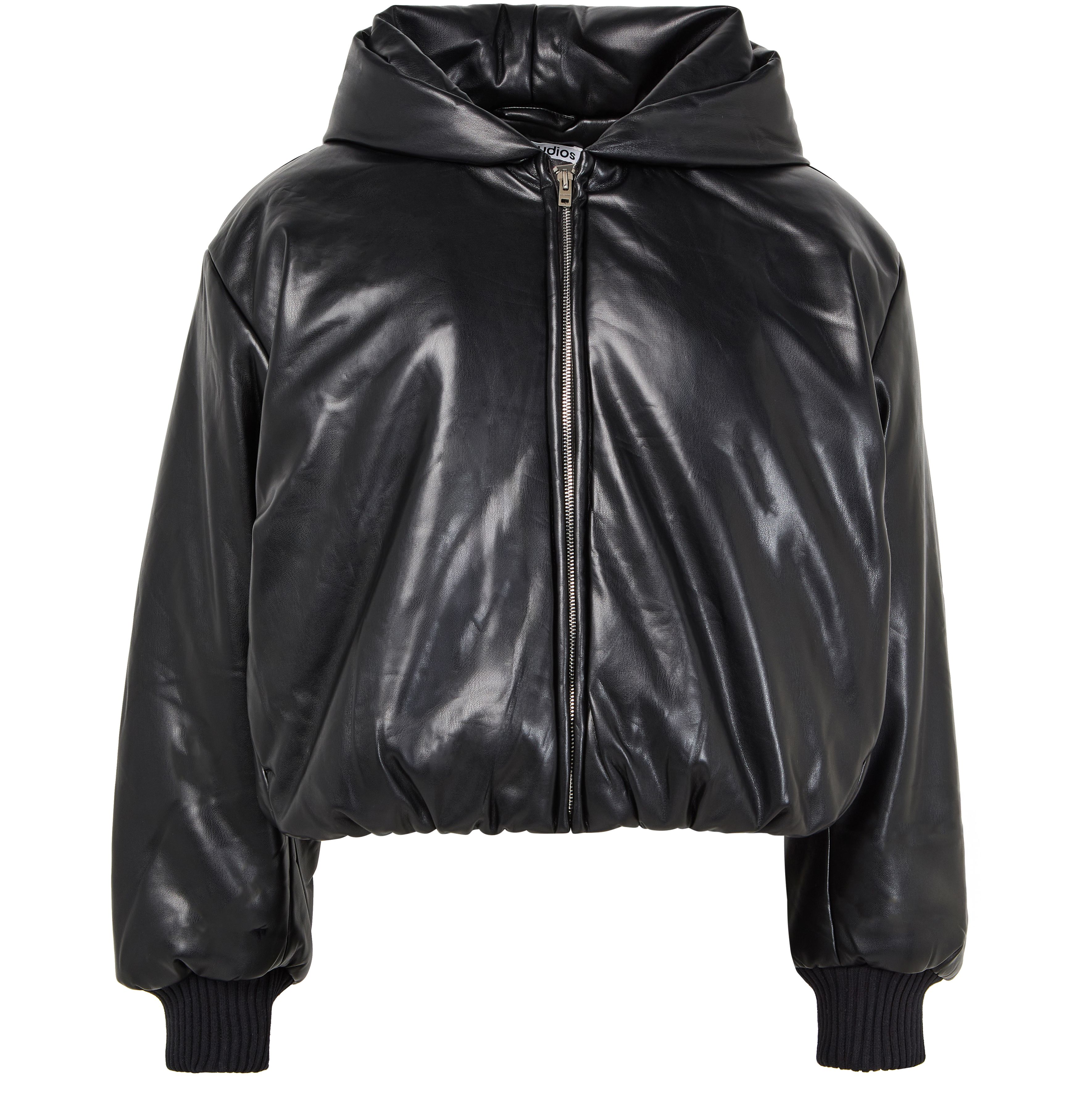 Hooded faux leather jacket