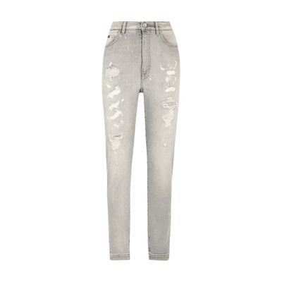 Dolce & Gabbana Jeans Grace In Denim Light Blue Con Rotture In Multicolor