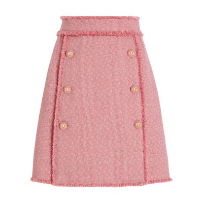 Dolce & Gabbana Short Skirt With Dg Logo Buttons In Multicolor