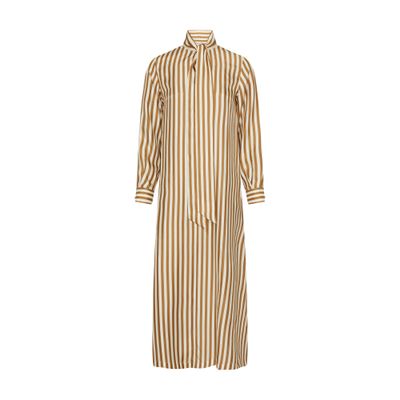 Shop Max Mara Faesite Striped Maxi Dress In Brown