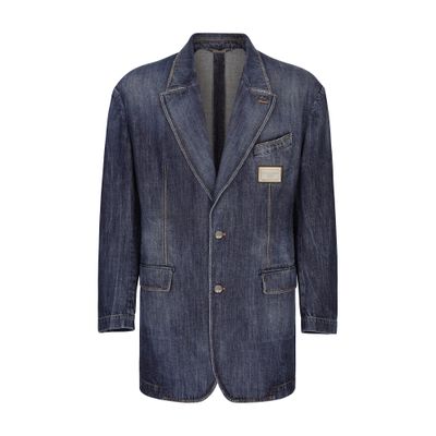 Dolce & Gabbana Longline Denim Blazer In Multicolor