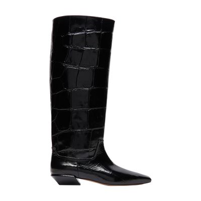 Paris Texas Bettina Croc-effect Leather Boots In Black